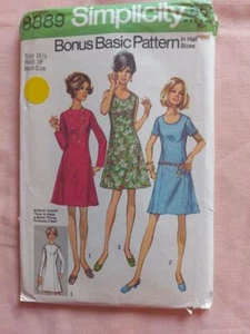 Vestido Simplicity 8889 Vintage Misses' con 2 Escotes Patrón Talla 16 1/2 - Imagen 1 de 2