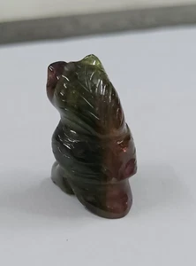 Tourmaline Beautiful Carving Bird Owl Bi-Color 1 Pc. 51 Cts Natural Gemstone - Picture 1 of 14