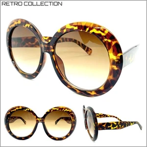OVERSIZED EXAGGERATED Funky RETRO SUN GLASSES X-Large Huge Round Tortoise Frame - Picture 1 of 8