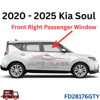 For 2020-2025 Kia Soul Hatchback Passenger Right Side Front Door Window Glass Foto 1 de 3