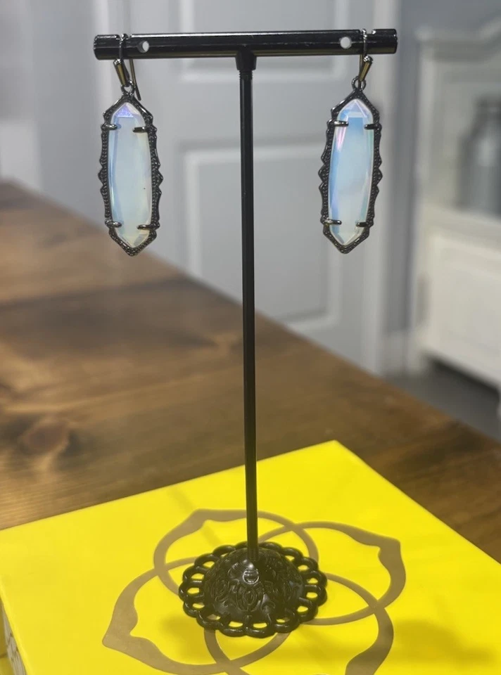 Kendra Scott "Mystic Bazaar" Francie Iridescent Opalite Gunmetal Drop Earrings - Image 1 of 4