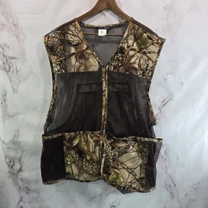WFS Vest Mens XL Camo Burly Camo Tan Woodland Element Hunting Game Bag Mesh - Picture 1 of 11
