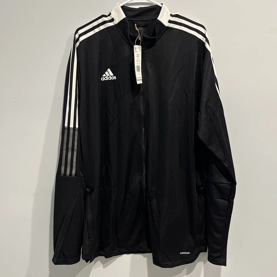 [GM7319] Hombres Adidas TIRO 21 CHAQUETA DE PISTA 2XLT Negro/Blanco Foto 1 de 4