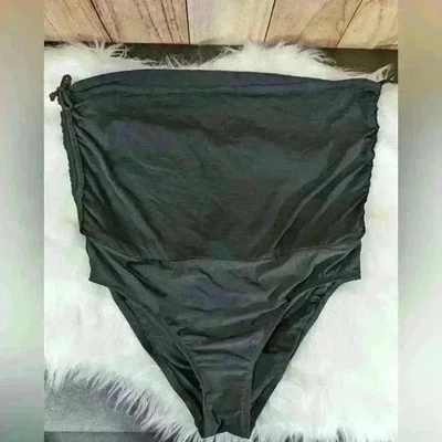 Freshwater black Side tie shirred swim  skirt size L NWT - Image 1 of 4