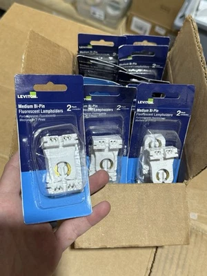 (LOT OF 13) Leviton Base Bi-Pin Linear Fluorescent Lampholder White Medium 2pack - Image 1 of 2