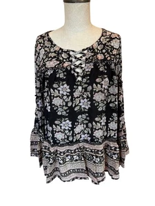 American Eagle Set of 2 Peasant Boho Long Sleeve Tops Blouses Size XS Paisley - Picture 1 of 4