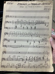 Partituras B 4 paneles escritas a mano e impresas KISMET 'Stranger In Paradise' - Imagen 1 de 1