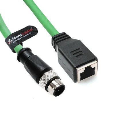 M12 D-Code 4 Pin Male to RJ45 Female Ethernet Cable for Industrial Camera Sensor - Image 1 of 4