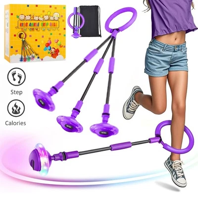 MARKENLOS Blinkender Springring mit Zähler | Faltbarer Kinder-Fußkreisel Lila Geschenk