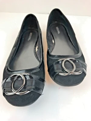 Merona Ladies Leather Suede Shoes Flats Peep Toe with Buckle Size 8 - Image 1 of 4