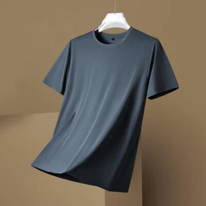 Moda de verano Hombres Camiseta de seda morera Manga corta Lujo Suave Transpirable Camiseta - Imagen 1 de 15