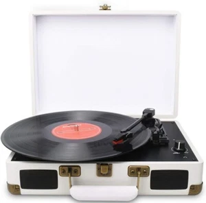 Giradischi in vinile 3 velocità con altoparlanti stereo integrati, design valigia - Foto 1 di 6