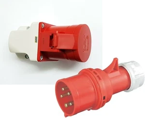 415v 32 Amp 5 Pin Plug & Panel Socket Red Garage Workshop 3 Phase IP44 Ceeform  - Picture 1 of 12