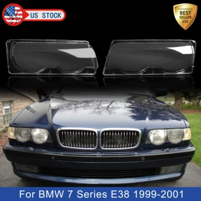 Par de cubiertas de lente de faros para BMW Serie 7 E38 740i 750iL 1999-2001 Foto 1 de 4