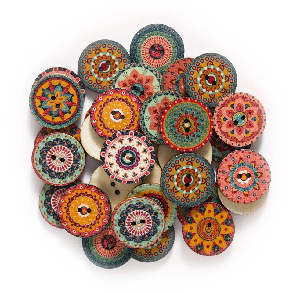 50pcs Retro series Wood Buttons for Sewing Scrapbook Clothing Crafts Handmade - Image 1 of 3