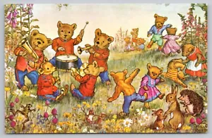 Molly Brett Artist Postcard - Teddy Bear Band - Anthropomorphic UNP Postcard - Picture 1 of 5