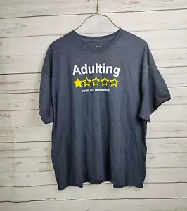 Adulting Would Not Recommend Funny Sayings One Star Unisex T-Shirt - Picture 1 of 8