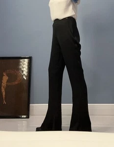 CHANEL Vintage Black 100% Silk Evening Pants Flared Bottom 01A Size 40 Pristine! - Picture 1 of 16