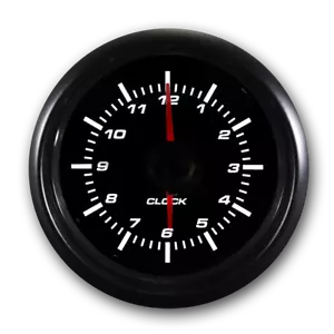 MGS 52mm 2-1/16" Electrical Clock Gauge 12 Hour Format White LED Black Bezel - Picture 1 of 7