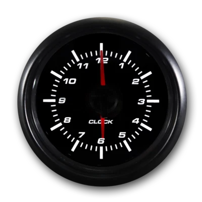 MGS 52mm 2-1/16" Electrical Clock Gauge 12 Hour Format White LED Black Bezel - Image 1 of 4