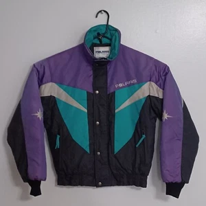 Vintage Polaris Mens Black Purple Green Coat Snowmobile Racing Mens S - Picture 1 of 9