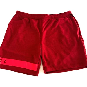Under Armour UA Tech Terry Fitted Shorts Mens 3XL 1309956 Casual Gym Pockets Red - Picture 1 of 11