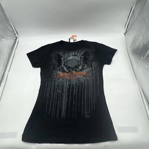 Z&M HARLEY DAVIDSON GREENSBURG, PA. SKULL WINGS GRAPHIC T SHIRT WOMEN'S SIZE L - Picture 1 of 17