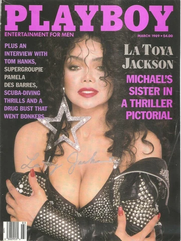 LA TOYA JACKSON AUTOGRAPHED/SIGNED PLAYBOY COVER 'MICHAEL'S SISTER ' SILVER PEN Cover