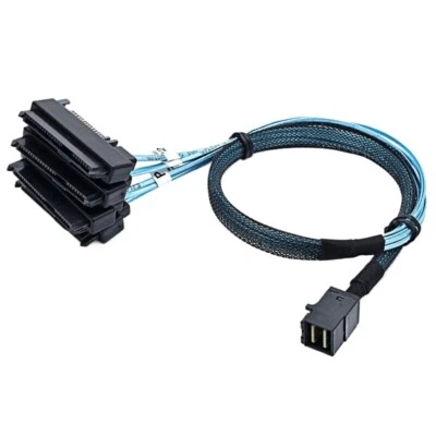 1m SAS SATA Cable SFF-8643 內置式 Mini SAS HD to (4) 29pin SFF-8482 with 15pin — 第 1/4 张图片