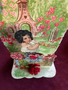 VINTAGE / ANTIQUE STAND UP- POP UP LOVE GREETING CARD MADE IN GERMANY - Picture 1 of 8