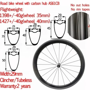 700c Carbon Road Bike Wheelset Clincher Tubeless Disc Brake Ceramic Bearing Hub - Picture 1 of 7