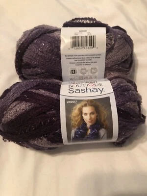 2 skeins Red Heart Yarn Boutique Sashay Boogie Purple METALLIC - Image 1 of 2