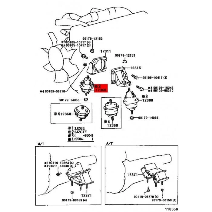 GENUINE TOYOTA ENGINE MOUNT FOR SUPRA JZA80 2JZGE 2JZGTE 1236046110 - Image 1 of 1