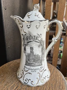 Antigua cafetera de porcelana y chocolate masón Filadelfia 1912 rara Lodge 9 - Imagen 1 de 15