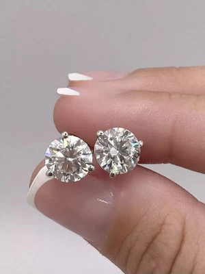 3.00 Ct D VS2 Round Lab Grown Diamond Stud Earrings IGI Certified 14k Gold - Image 1 of 4