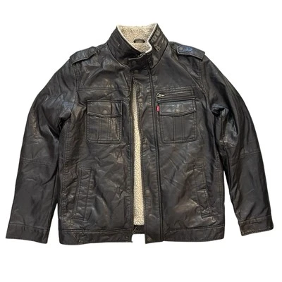 Levis 摩托车轰炸机夹克男式中号人造皮革/Sherpa - 复古 Y2K — 第 1/4 张图片