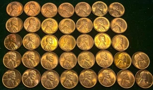 1936 Lincoln Wheat Cent Parital Original Bank Roll 37/50 Uncirculated B319 - Picture 1 of 4