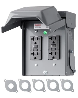 DEWENWILS Outdoor Electrical Outlet Box, Dual 20 AMP WRTR GFCI Receptacles