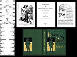 1:6 SCALE MINIATURE BOOK HUCKLEBERRY FINN ILLUSTRATED MARK TWAIN PLAYSCALE BARBI - Picture 1 of 7