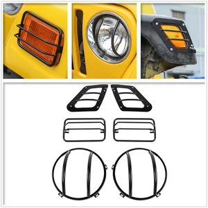 For Jeep Wrangler TJ 1997-2006 Headlight Turn Signal Stainless Stone Guard Kit - Bild 1 von 10