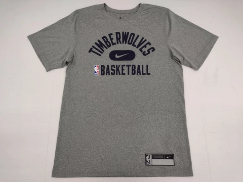 Minnesota Timberwolves Nike Tee Short Sleeve Grey Shirt Men's Dri-Fit Small #861 Cover
