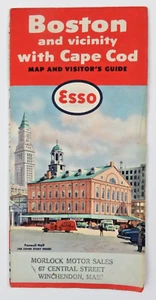 Vintage Esso Boston und Umgebung mit Cape Cod Straßenkarte und Besucherführer 1958 - Bild 1 von 5