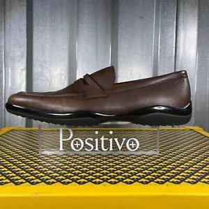 Bally Mens Micson Coffee Leather Loafers Shoes US 7 New - Picture 1 of 9