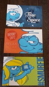 2016 SMURFS PROMO POSTCARD CARD SET OF 3 SMURFETTE BRAINY SELFIE - Picture 1 of 1