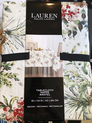 Ralph Lauren WINTER FLORAL 60 x 104" Tablecloth w/Berries, Pinecones -- NWT - Image 1 of 3