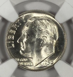 1950-D Roosevelt Dime. .10. NGC MS66. Full Torch. - Picture 1 of 5