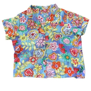 Jams World Womens XL Short Sleeve Shirt Blouse Berry Hearts Strawberry Vintage - Picture 1 of 9