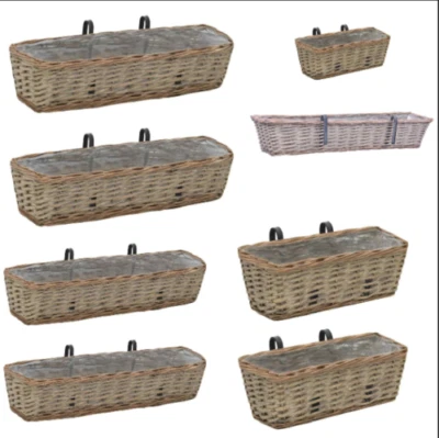 2x Blumenkasten Balkonkasten Blumentopf Rattan Deko mit Aufhängung 40/60/80cm - Bild 1 von 4