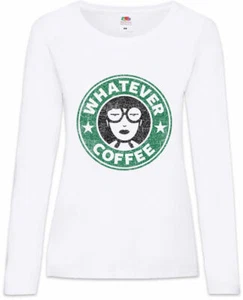 Daria Whatever Coffee Damen Langarm T-Shirt Fun Morgendorffer Lanes Club Kaffee - Picture 1 of 1