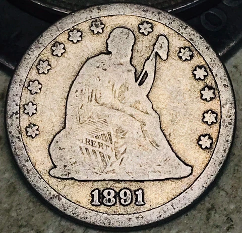1891 S Seated Liberty Quarter 25C Ungraded Choice 90% Silver US Coin CC18551 Cover